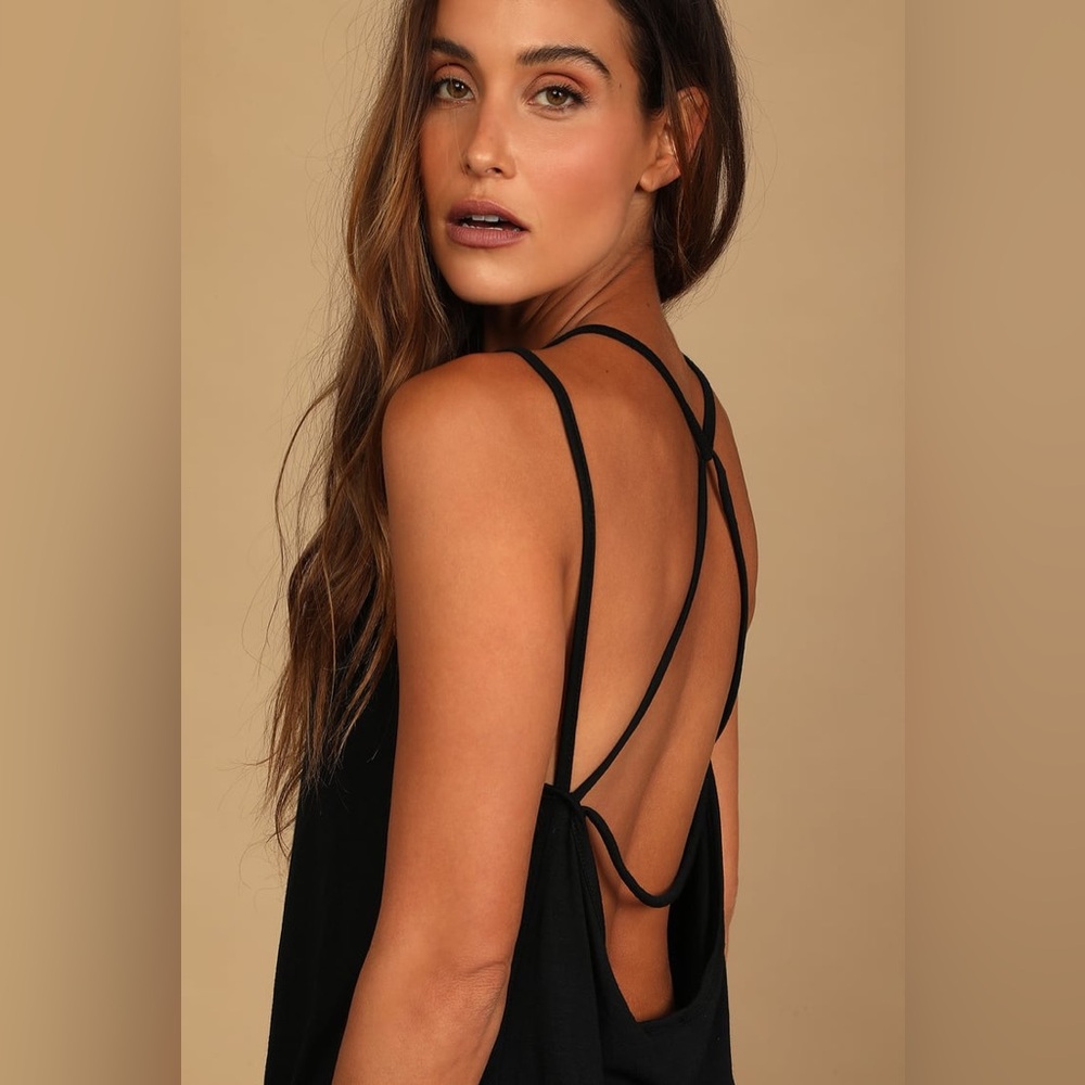 Lulu's Black Strappy Open-Back Tank Top